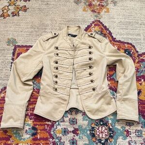 Zara Women's Cream Military Style Napoleon Jacket & Pants Set Size Small